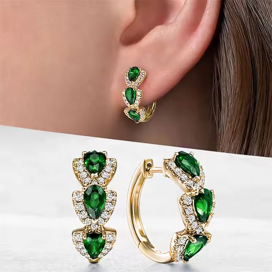 Blue Cubic Zirconia Hoop Earrings | Huitan Luxury Jewelry