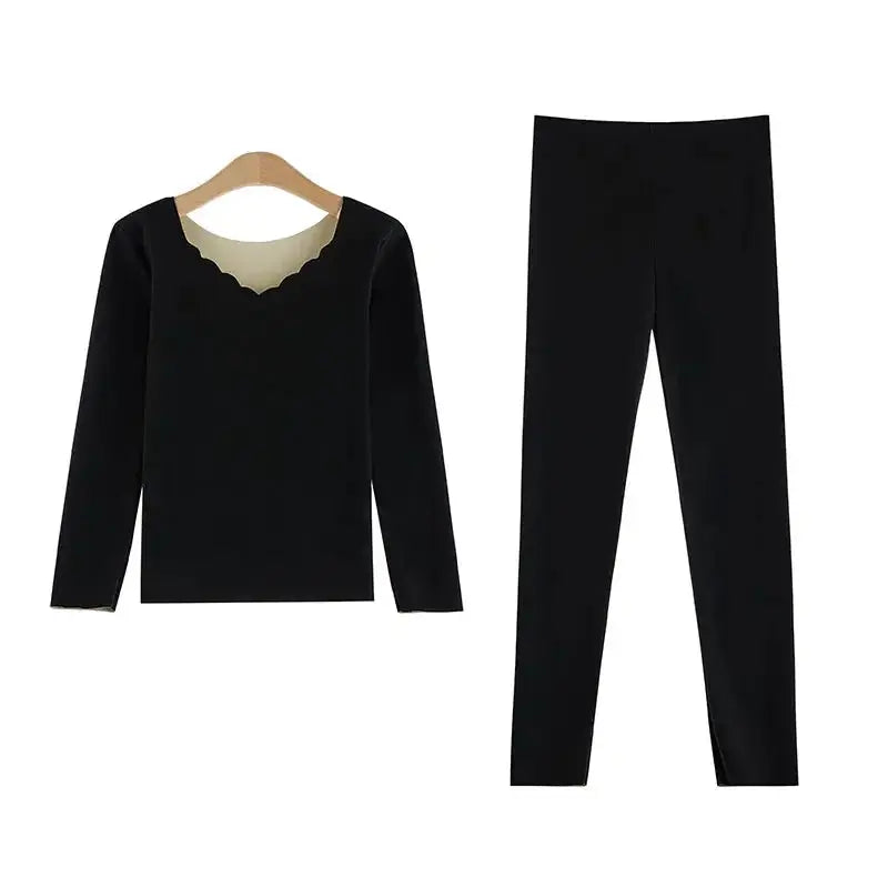 Women's Winter Thermal Set - Black & Elva