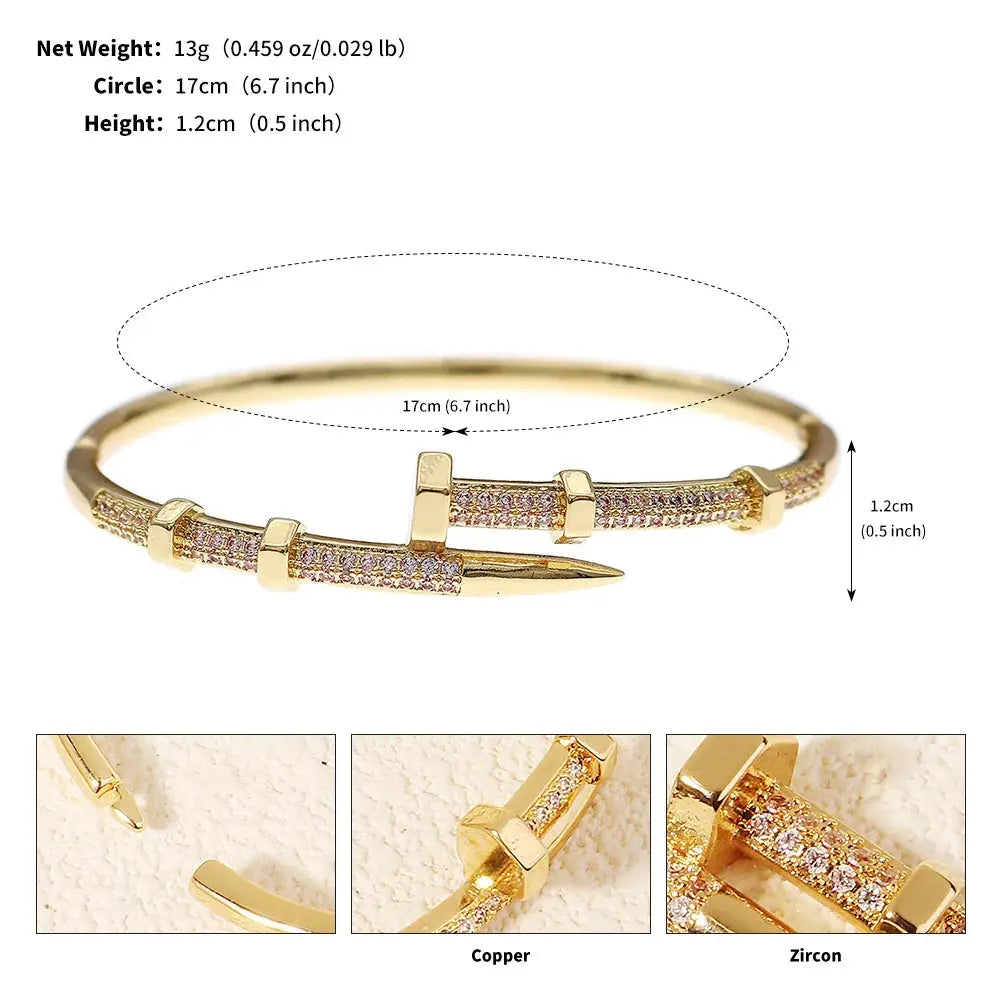 Stainless Steel Zircon Bracelet Popular Gift - Black & Elva