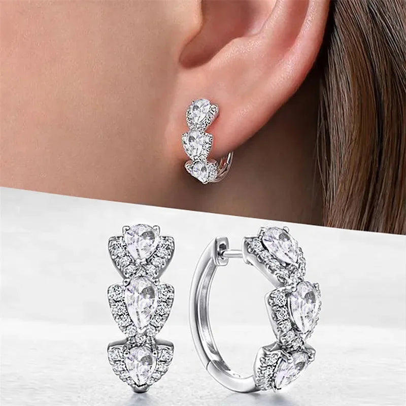 Blue Cubic Zirconia Hoop Earrings | Huitan Luxury Jewelry