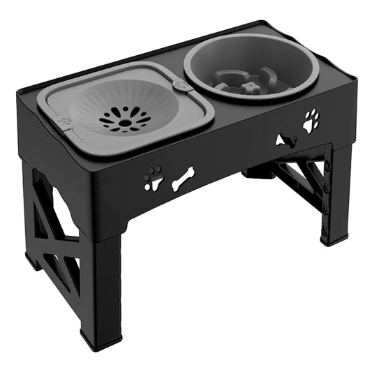 Double Elevated Bowls for Pets - Black & Elva