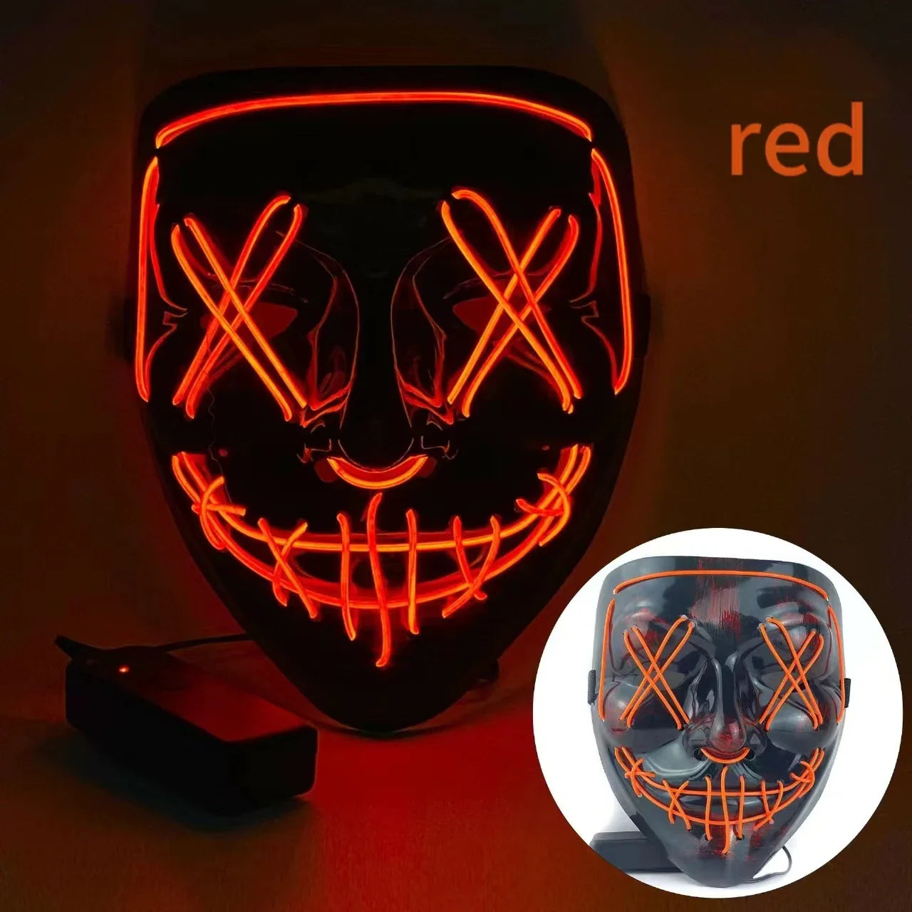 Wireless Glow In The Dark Mask front view LED light up