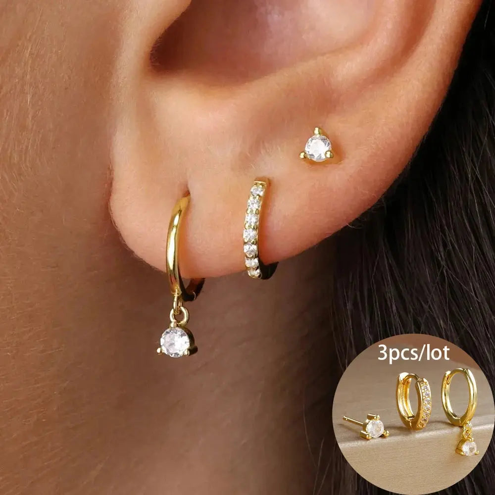 Star Drop Earrings Set - Black & Elva