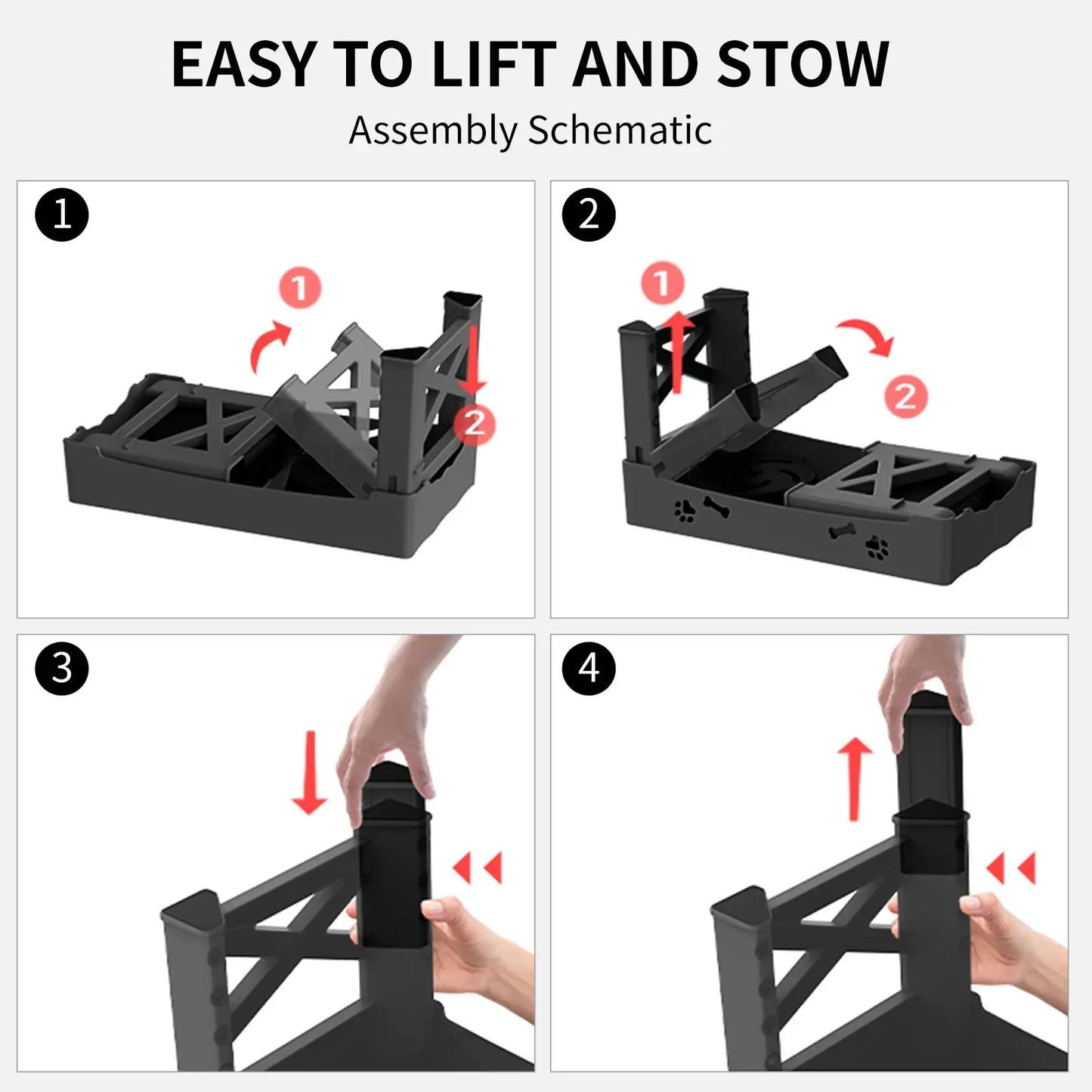 Double Elevated Bowls for Pets - Black & Elva