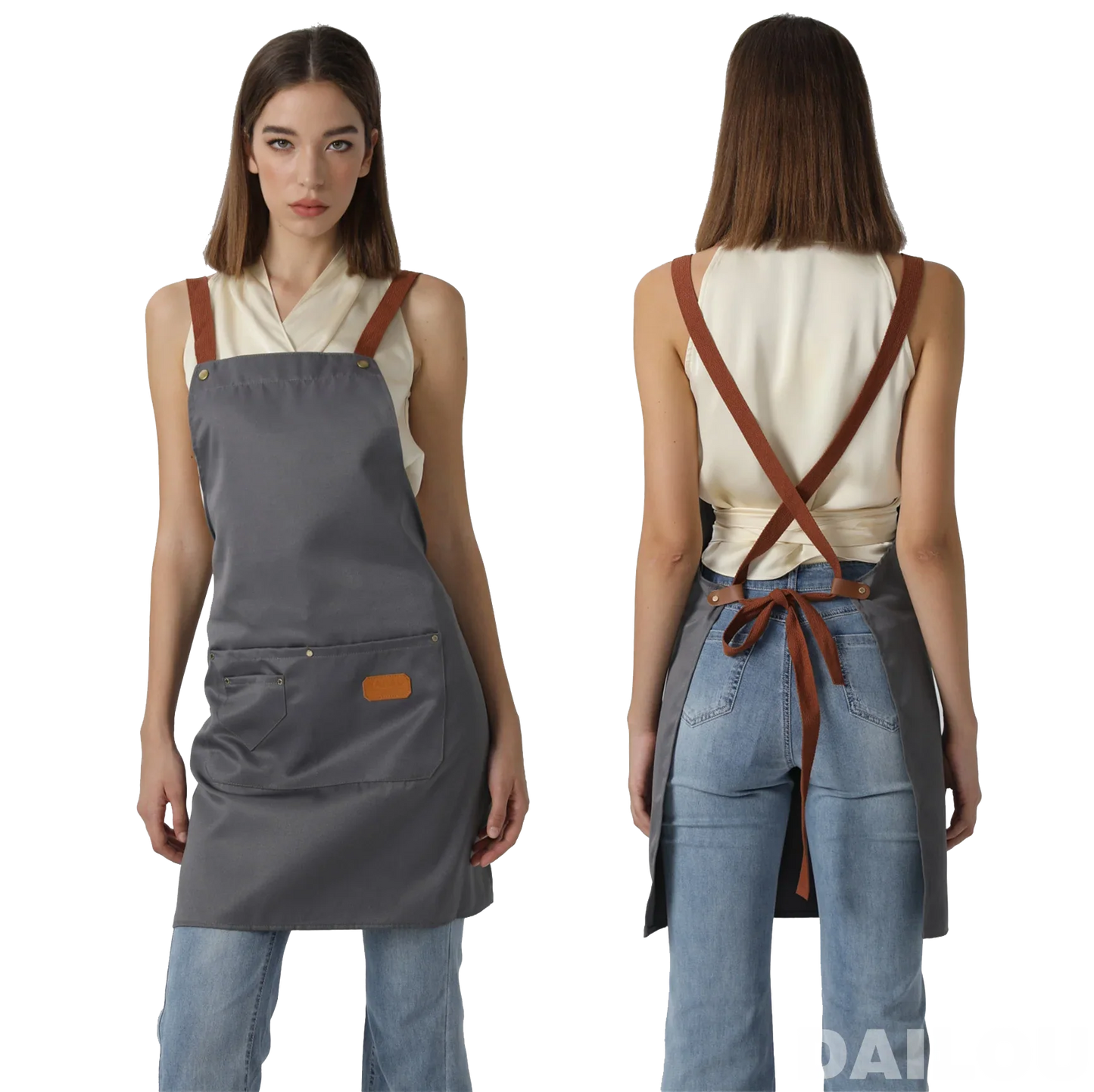 Person wearing Customized Logo Signature Kitchen Apron while cooking"
