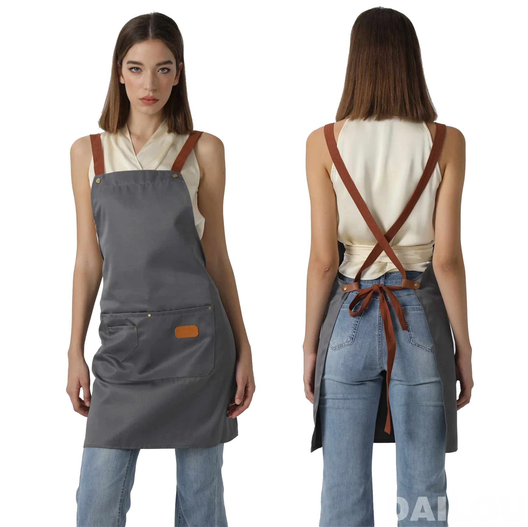 Person wearing Customized Logo Signature Kitchen Apron while cooking"