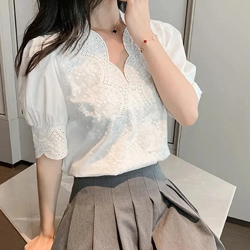 Summer Lace Blouse - Black & Elva