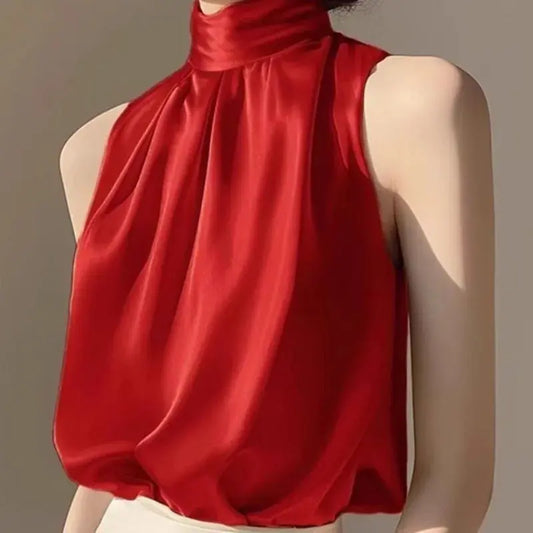 Silky Satin Crop Top - Black & Elva