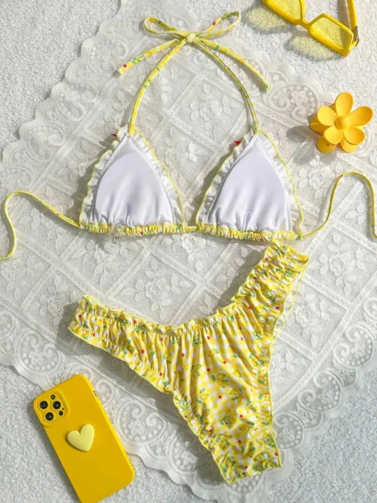 Floral High Waist Bikini - Black & Elva