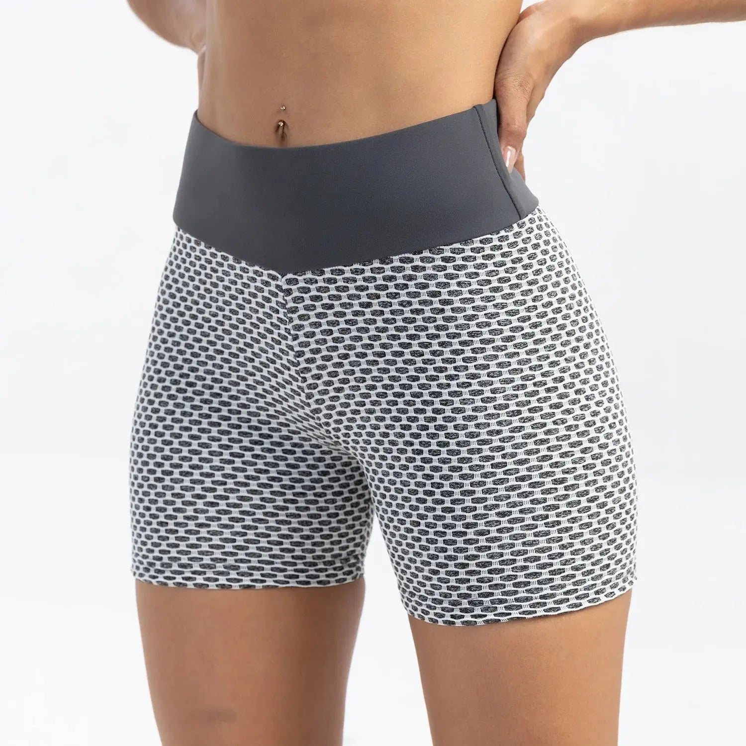 High Waist Yoga Shorts - Black & Elva