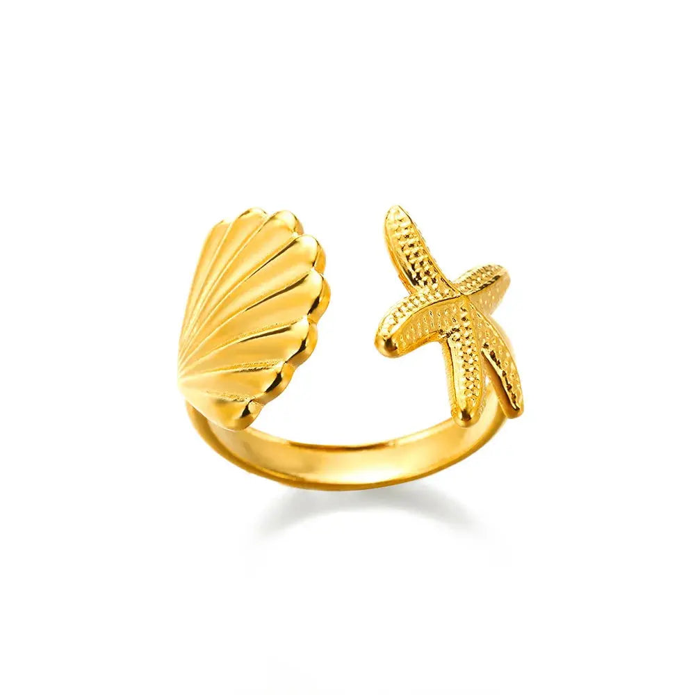 Gold Stainless Steel Rings - Black & Elva