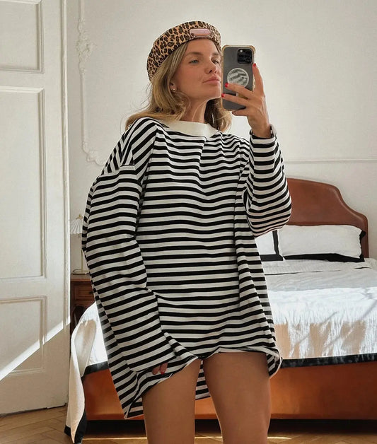 Vintage Striped Tee - Black & Elva