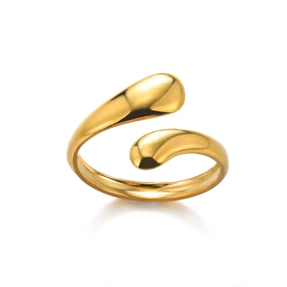 Gold Stainless Steel Rings - Black & Elva