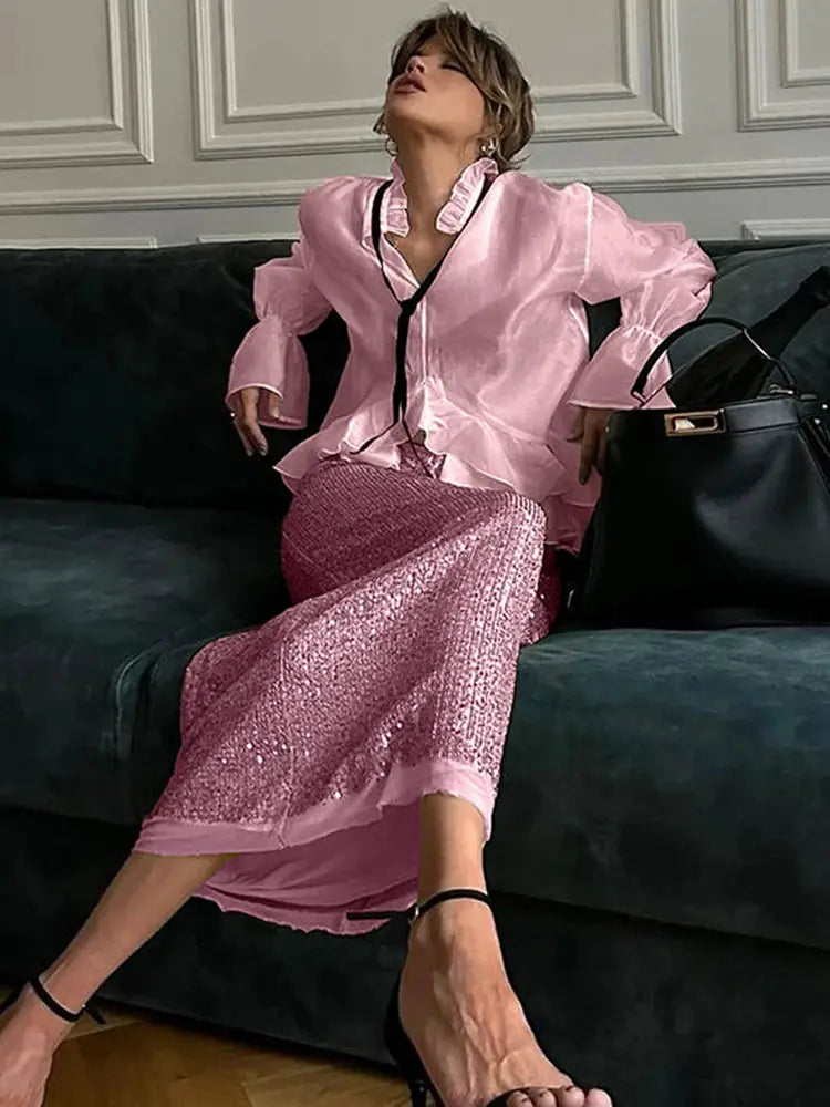 Elegant Transparent Blouse - Black & Elva