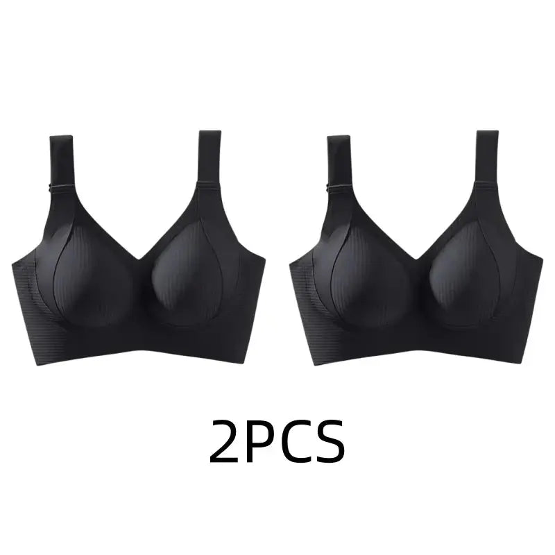 Seamless Wireless Sleep Bra - Black & Elva