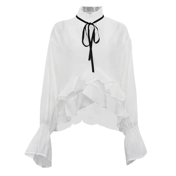Elegant Transparent Blouse - Black & Elva