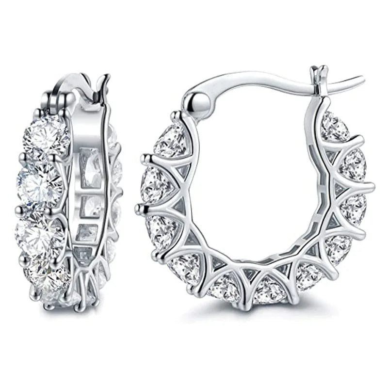 Blue Cubic Zirconia Hoop Earrings | Huitan Luxury Jewelry