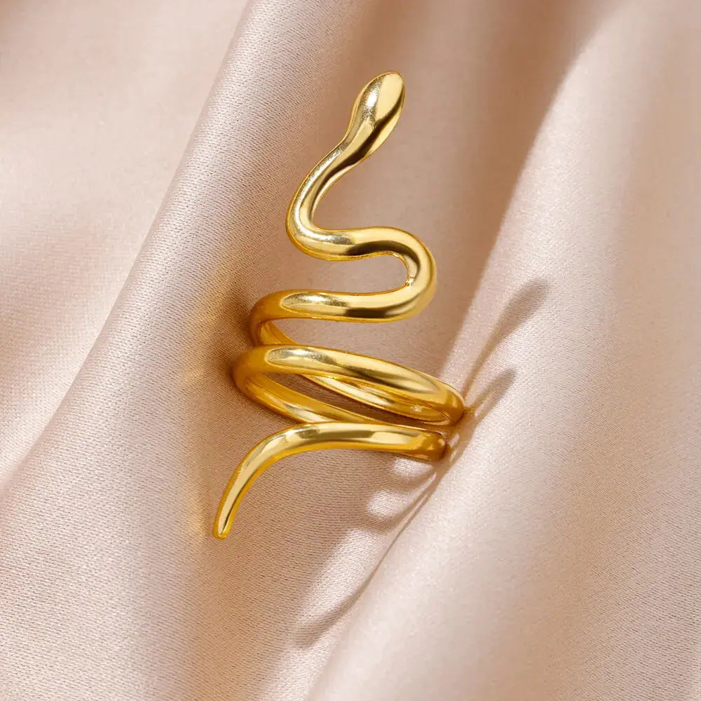Gold Stainless Steel Rings - Black & Elva