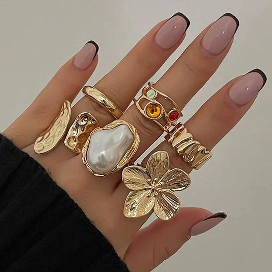 Punk Luxury Rings Set - Black & Elva