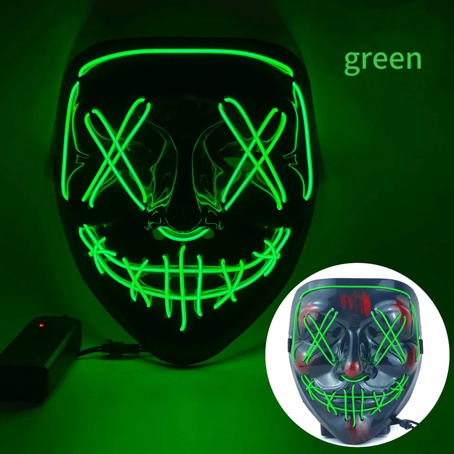 Wireless Glow In The Dark Mask front view LED light up