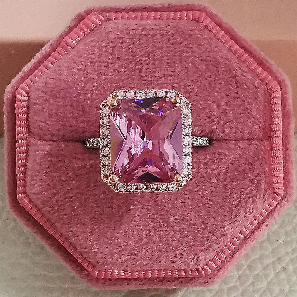 Pink Gold Engagement Ring - Black & Elva