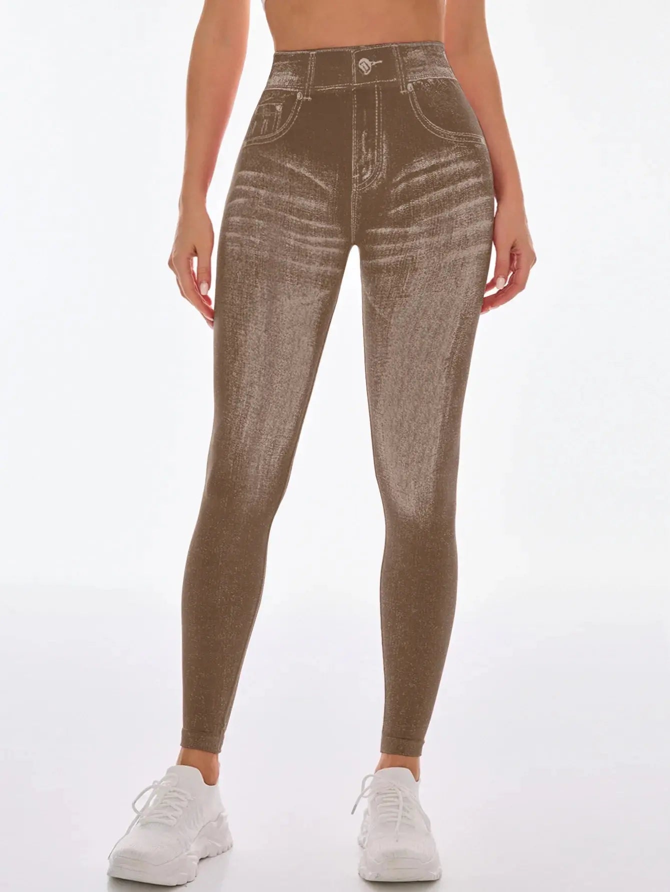 Women Elastic Gym Leggings - Black & Elva