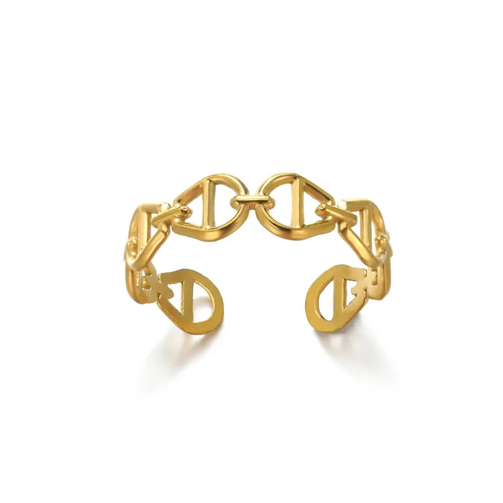 Gold Stainless Steel Rings - Black & Elva