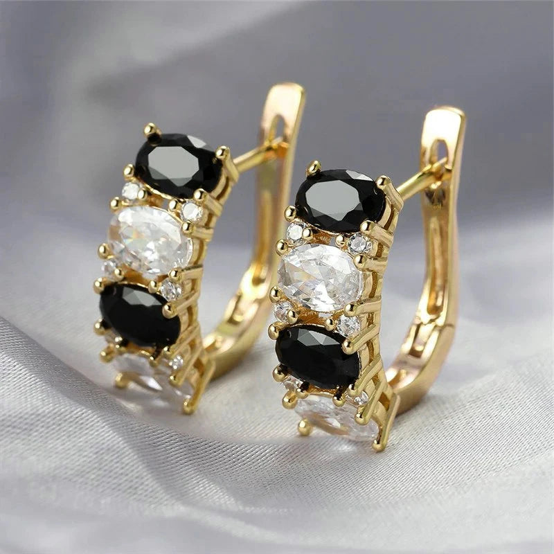 Blue Cubic Zirconia Hoop Earrings | Huitan Luxury Jewelry