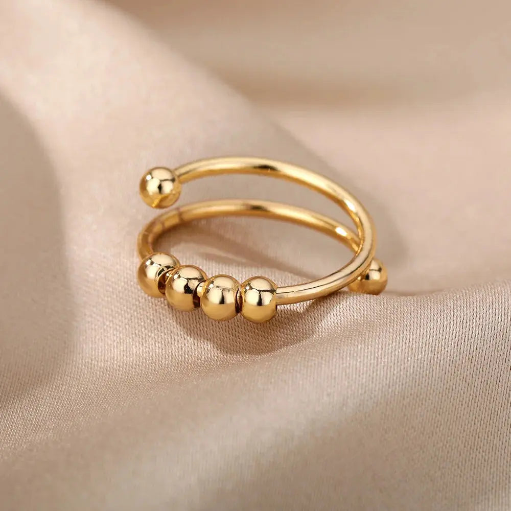 Gold Stainless Steel Rings - Black & Elva