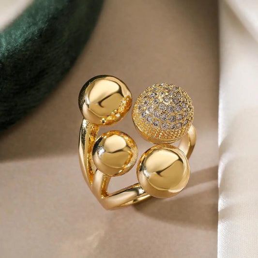 Geometric Ball Ring - Black & Elva