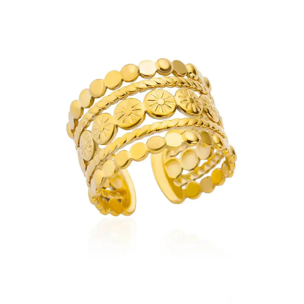 Gold Stainless Steel Rings - Black & Elva