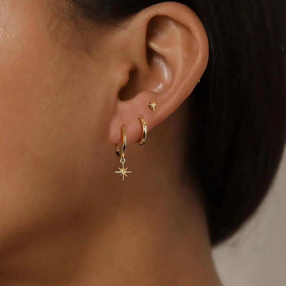 Star Drop Earrings Set - Black & Elva