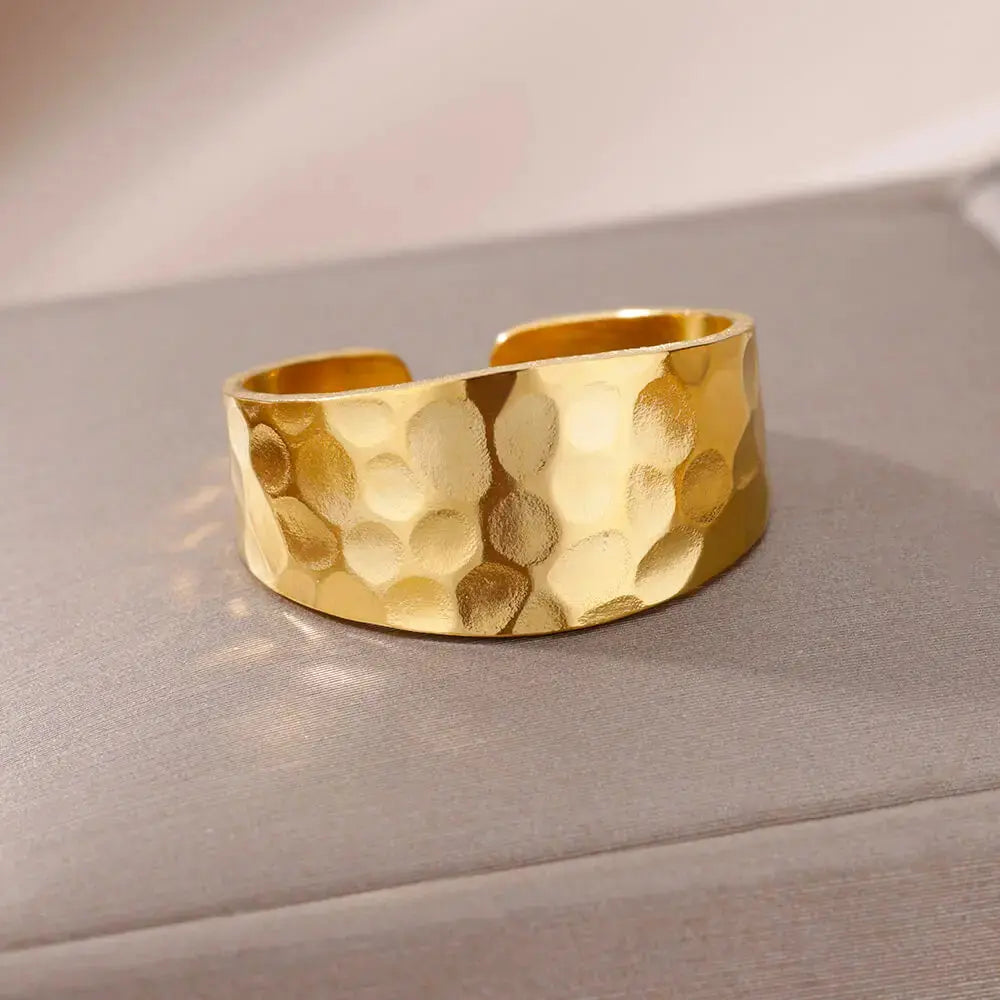 Gold Stainless Steel Rings - Black & Elva