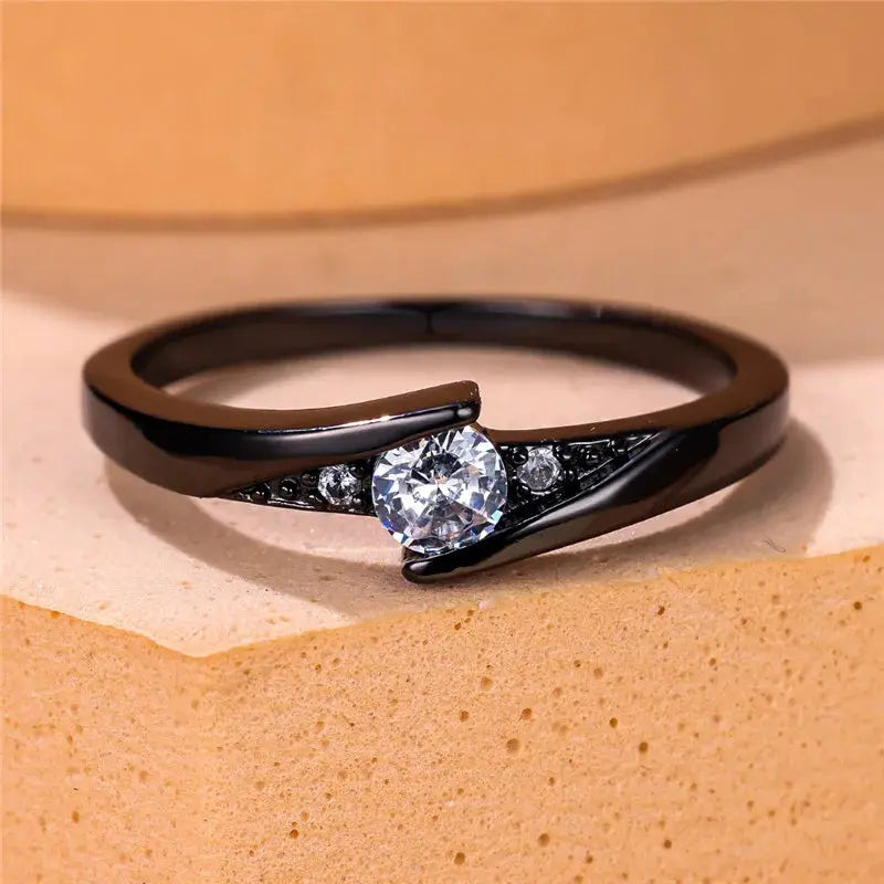 Zircon Engagement Ring Women - Black & Elva