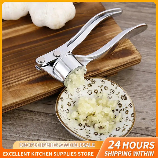 Stainless Garlic Press - Black & Elva