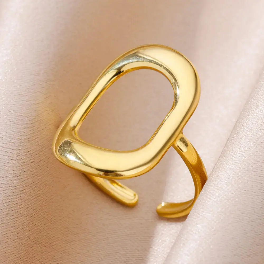 Gold Stainless Steel Rings - Black & Elva