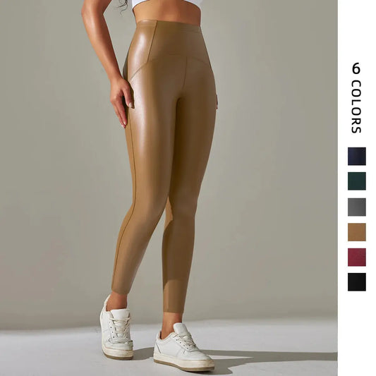 Leather Slimming PU Leggings - Black & Elva