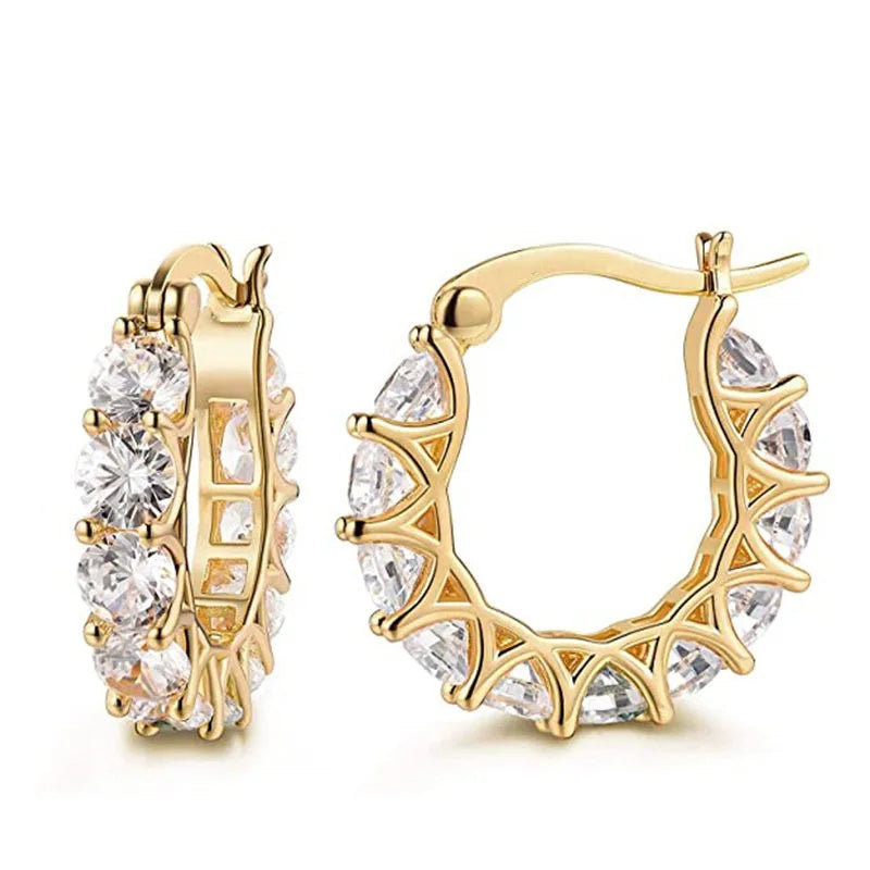 Blue Cubic Zirconia Hoop Earrings | Huitan Luxury Jewelry