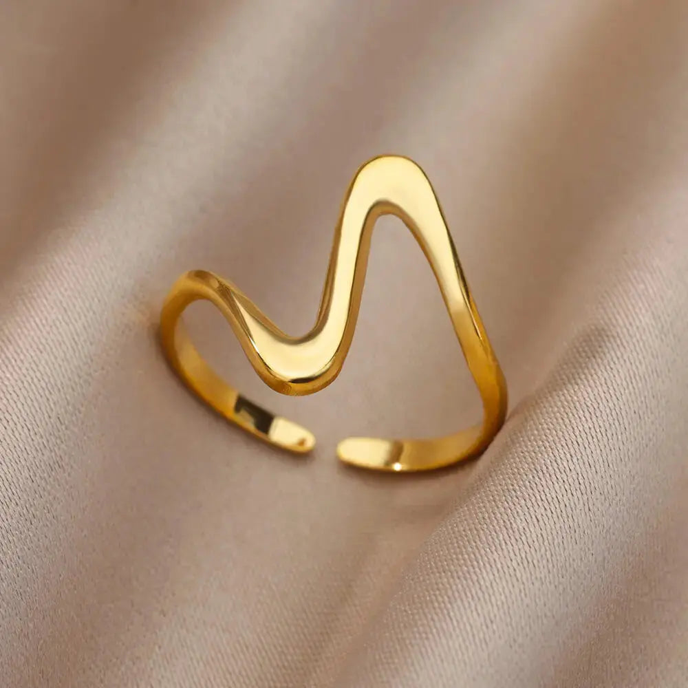 Gold Stainless Steel Rings - Black & Elva