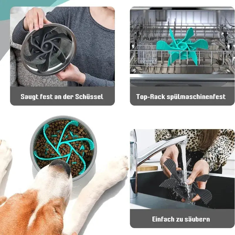 Slow Feeder Dog Bowl - Black & Elva