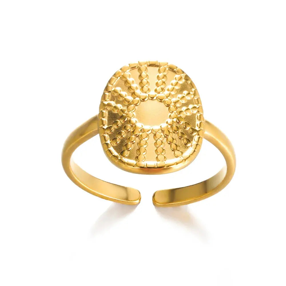 Gold Stainless Steel Rings - Black & Elva