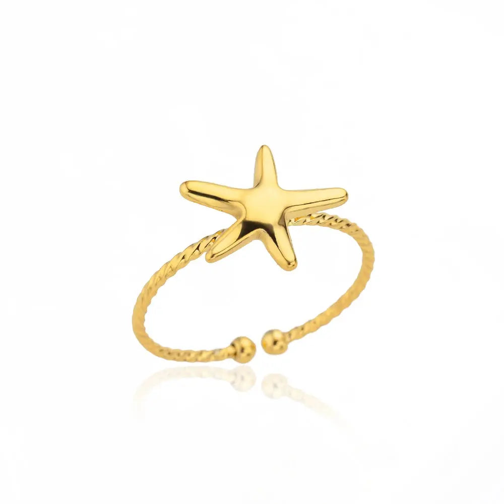 Gold Stainless Steel Rings - Black & Elva