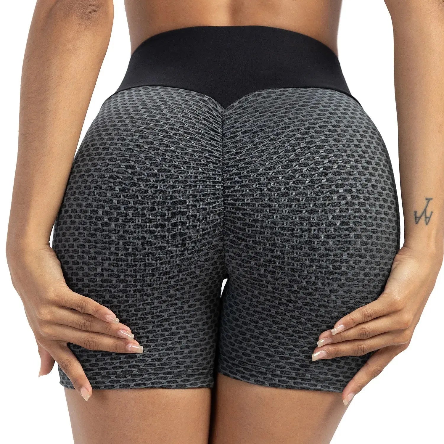 High Waist Yoga Shorts - Black & Elva