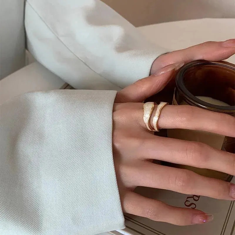 Gold Adjustable Enamel Ring - Black & Elva