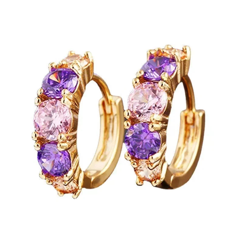 Blue Cubic Zirconia Hoop Earrings | Huitan Luxury Jewelry