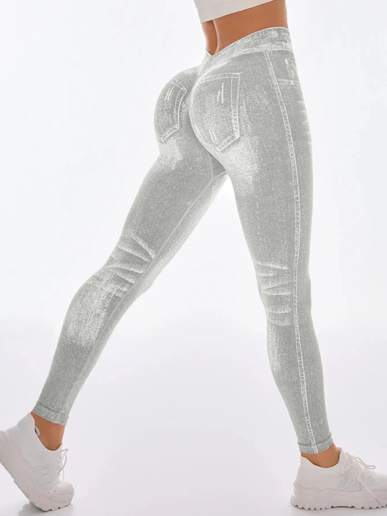 Women Elastic Gym Leggings - Black & Elva