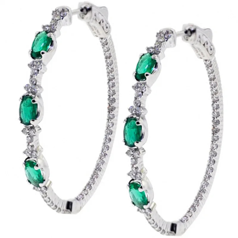 Blue Cubic Zirconia Hoop Earrings | Huitan Luxury Jewelry