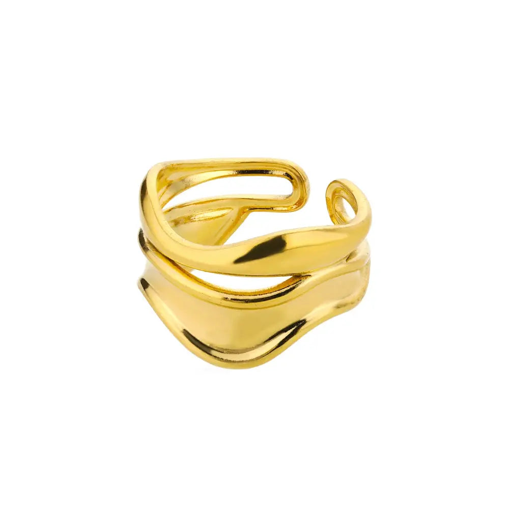 Gold Stainless Steel Rings - Black & Elva