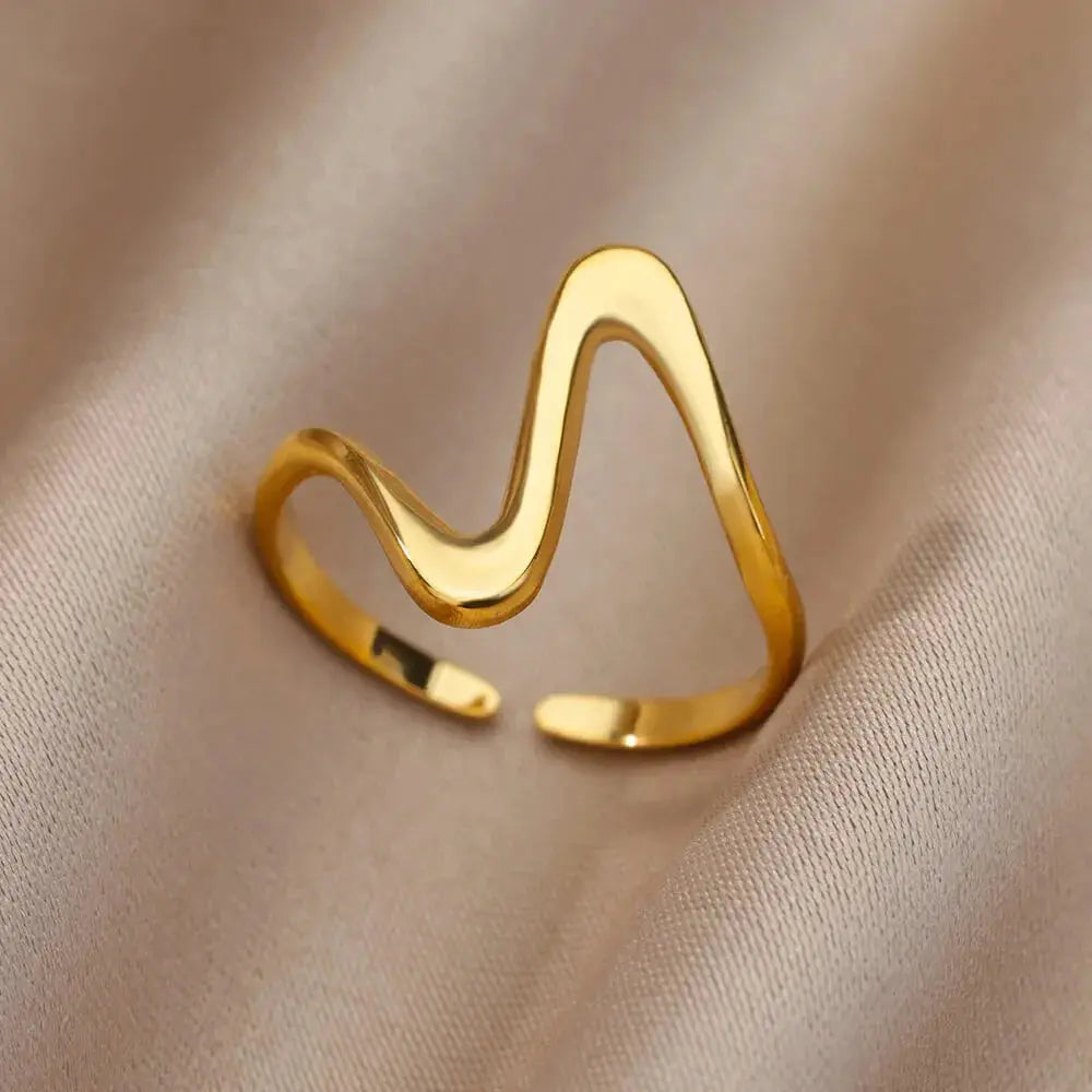 Gold Stainless Steel Rings - Black & Elva