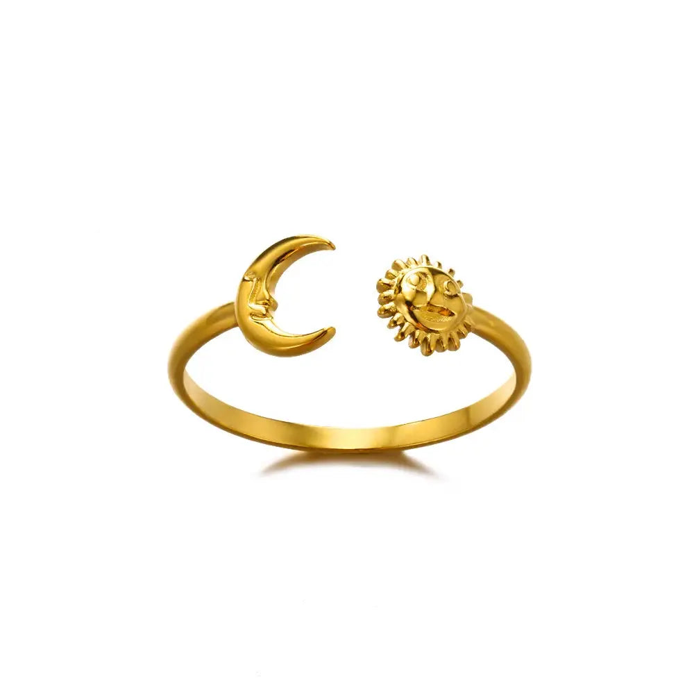 Gold Stainless Steel Rings - Black & Elva